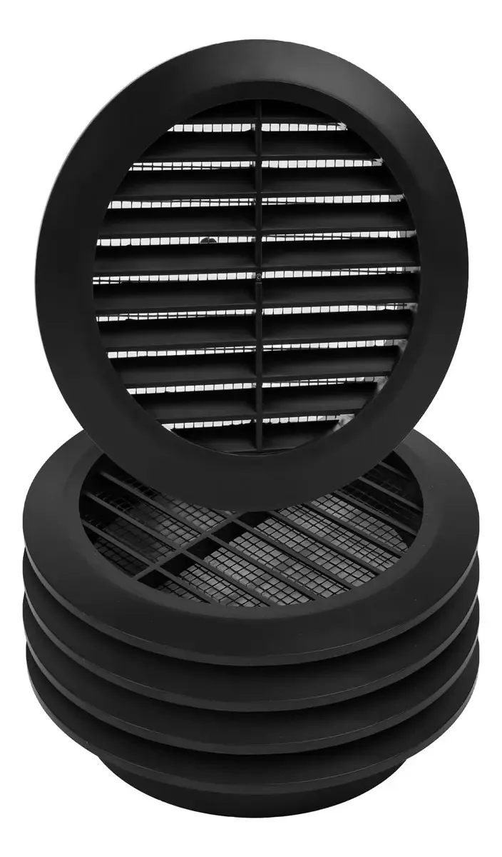 Grelha De Ventilação Redonda De Plástico Preto Ø4 Polegadas