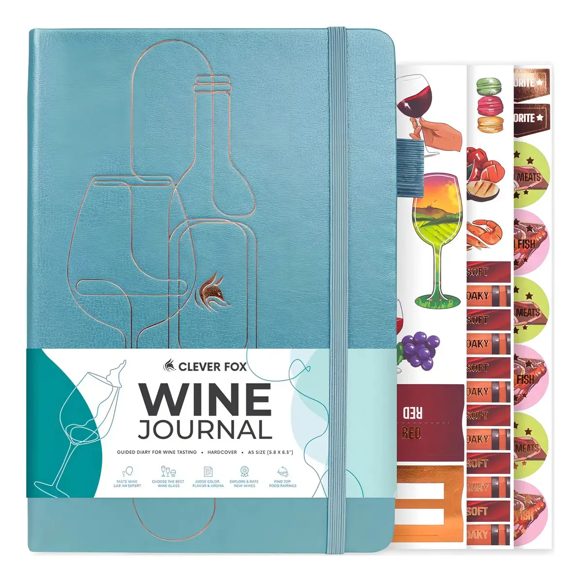 Diário de vinhos Clever Fox para degustação de vinhos - Diário de guia