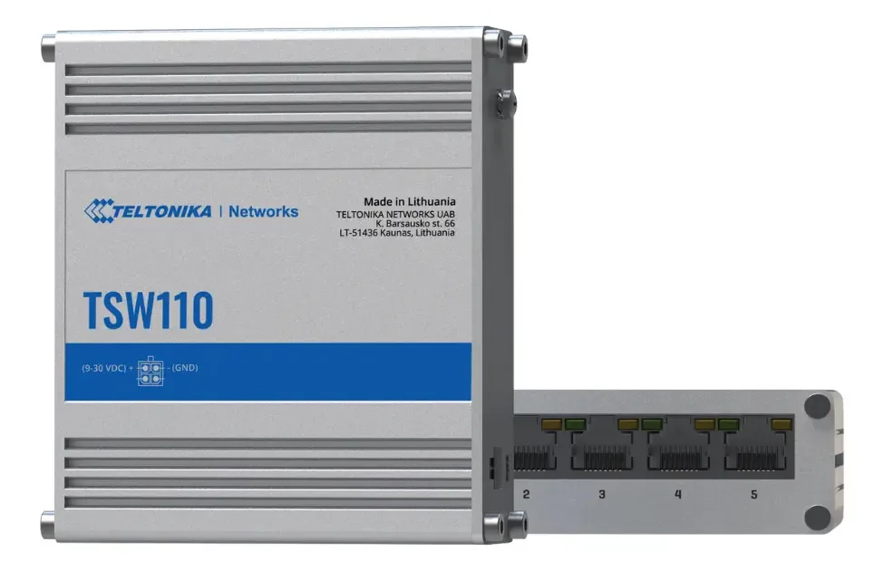 Switch Industrial Gigabit Teltonika TSW110 5 Portas PoE 10Gbps