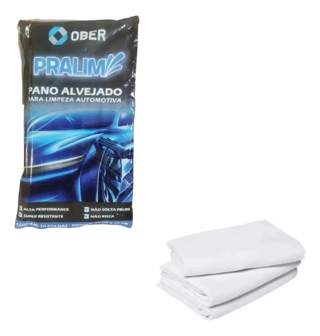 Pralim Pano Alvejado Ober Limpeza Automotiva 10 Un Branco