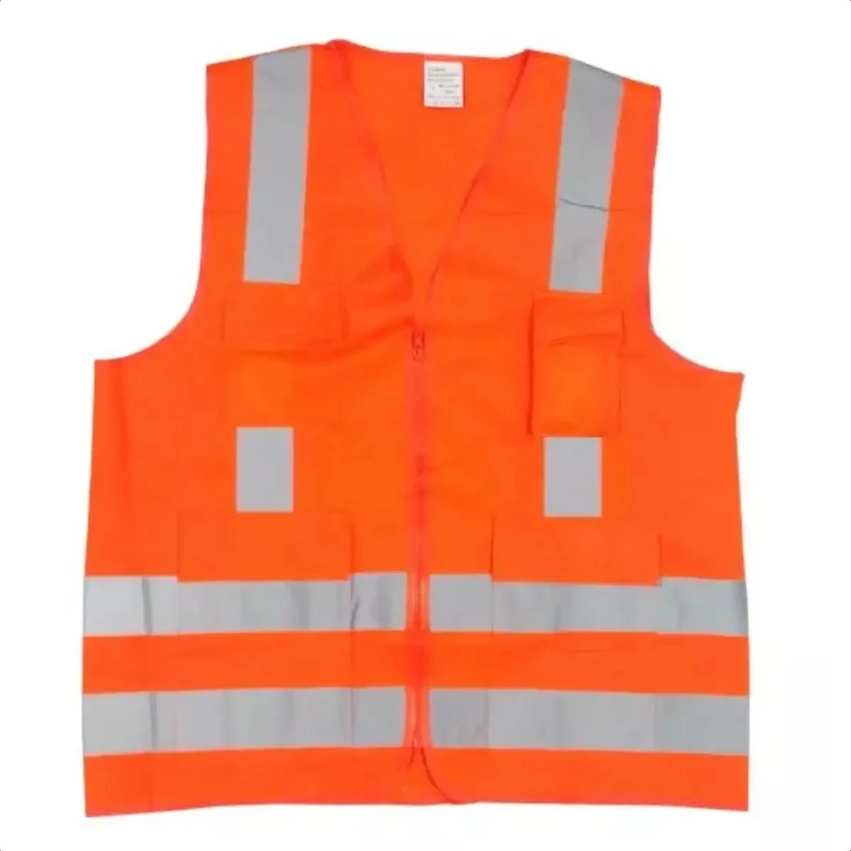 Colete Refletivo Vicsa Laranja XG com 4 Bolsos e Zíper