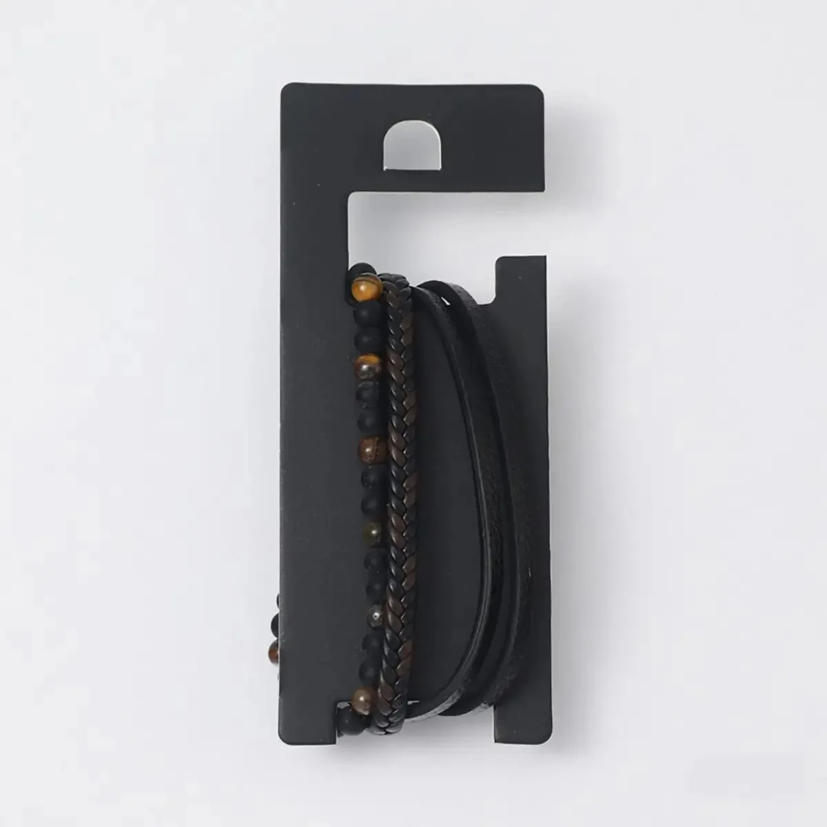 Conjunto de pulseiras masculinas elegantes e funcionais para uso diário, preto