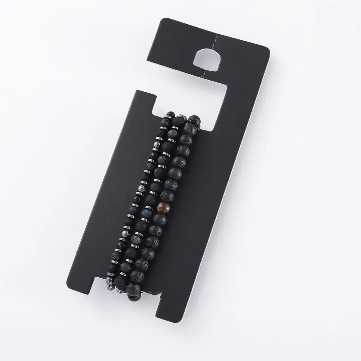 Conjunto de pulseiras masculinas leves e funcionais para uso diário, preto