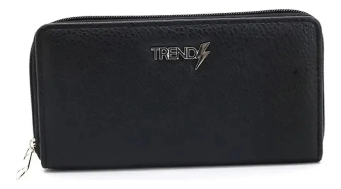 Carteiras femininas modernas com bolsa e fecho, cor preta