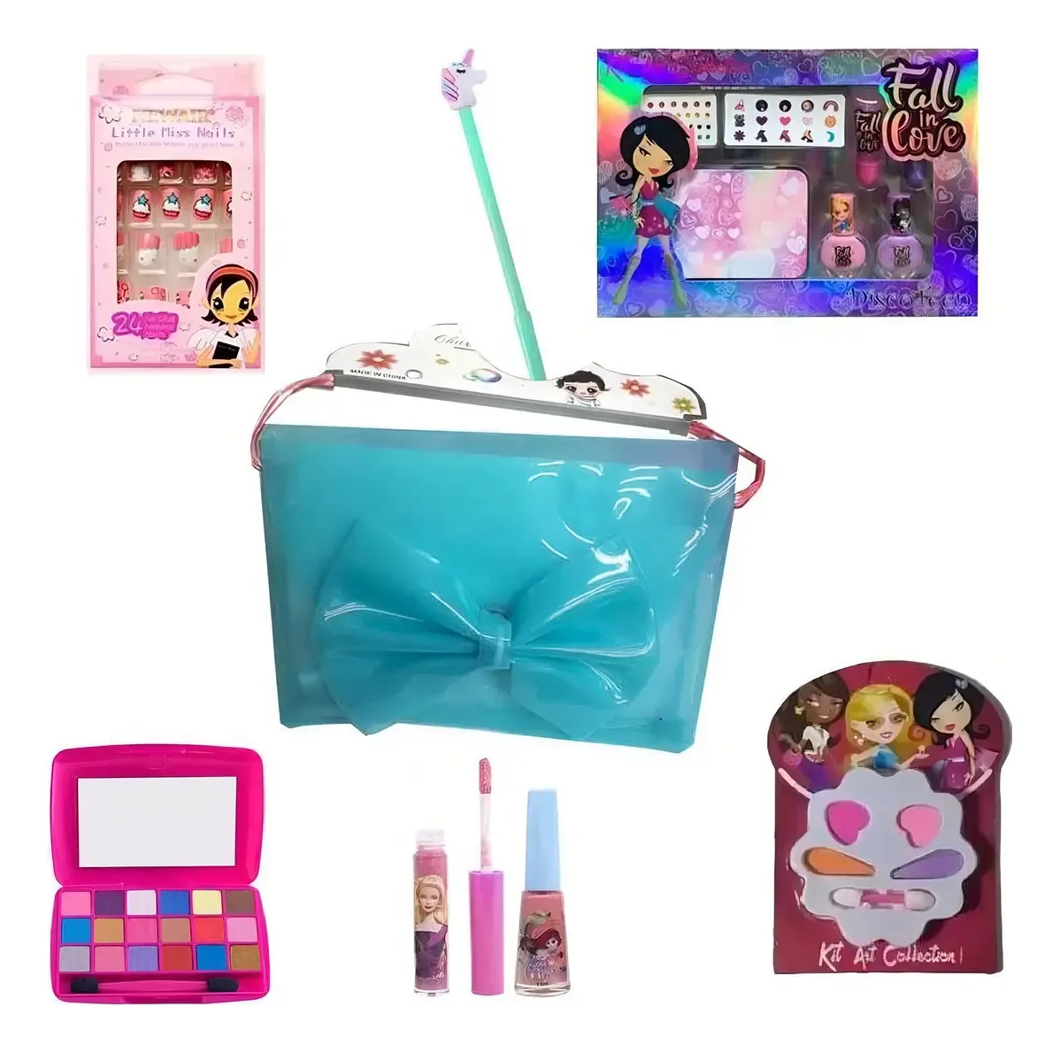 Kit Maquiagem Infantil Paleta Batom Gloss