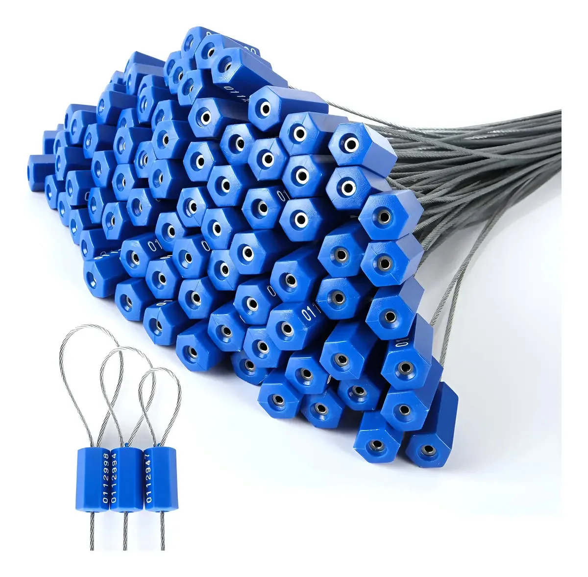 150 vedações, selo de segurança para cabos, aço foliado, 30 cm, cor: azul