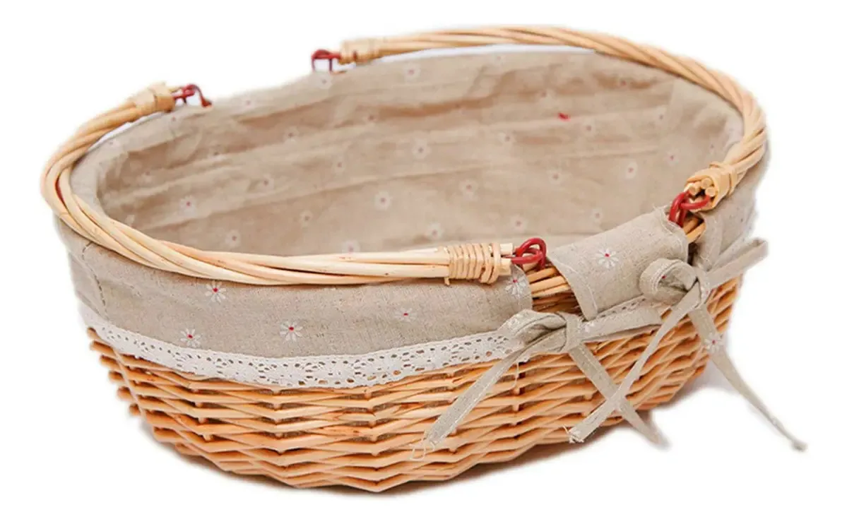 Cesta de vime oval Oypeip com alças dobráveis duplas e F