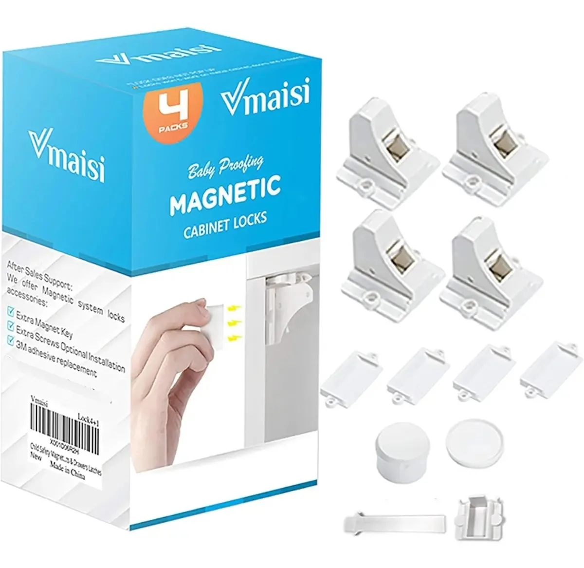 Fechaduras magnéticas de segurança para crianças - pacote de 4