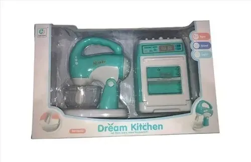 Conjunto de eletrodomésticos para cozinha e forno, cor azul/branco