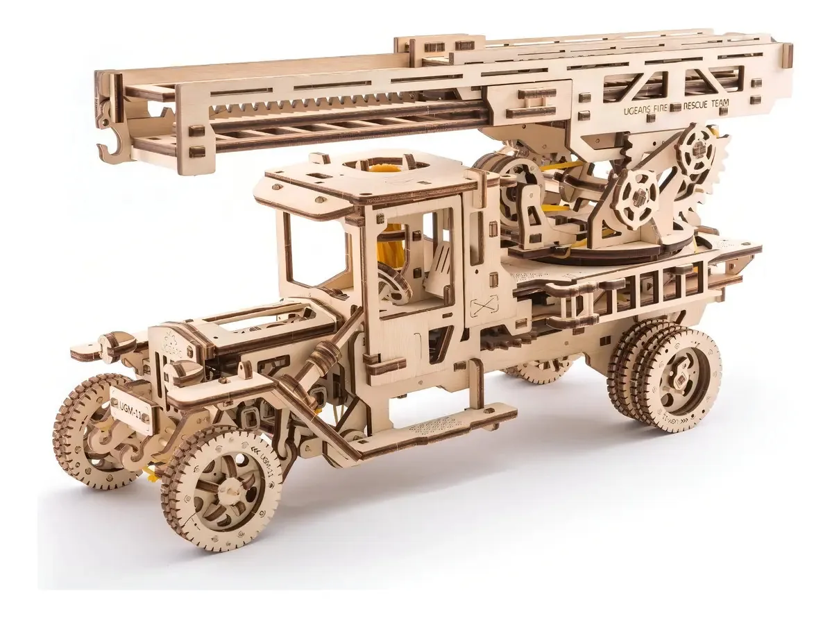 Quebra-cabeça 3D de madeira do caminhão de bombeiros Ugears