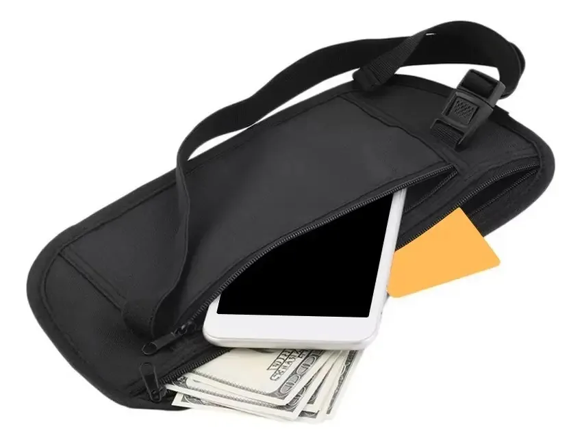 Canguru anti-roubo para viagens ou uso diário, segurança e dinheiro preto