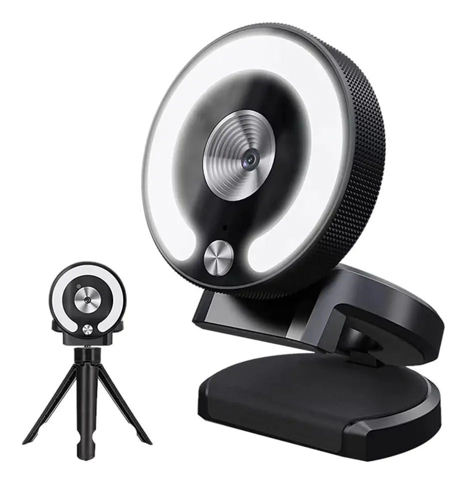 Câmera Yahewer Webcam 4k Mini Full HD com luz de recarga Laptop PC Streaming de vídeo Webcam Microfone Webcast