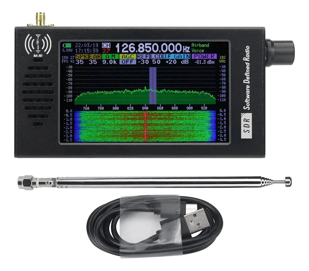 Mdhpklaur Rádio Definido por Software SDR Receptor de Rádio Demodulação Digital CW/AM/SSB/FM/WFM Receptor de Rádio