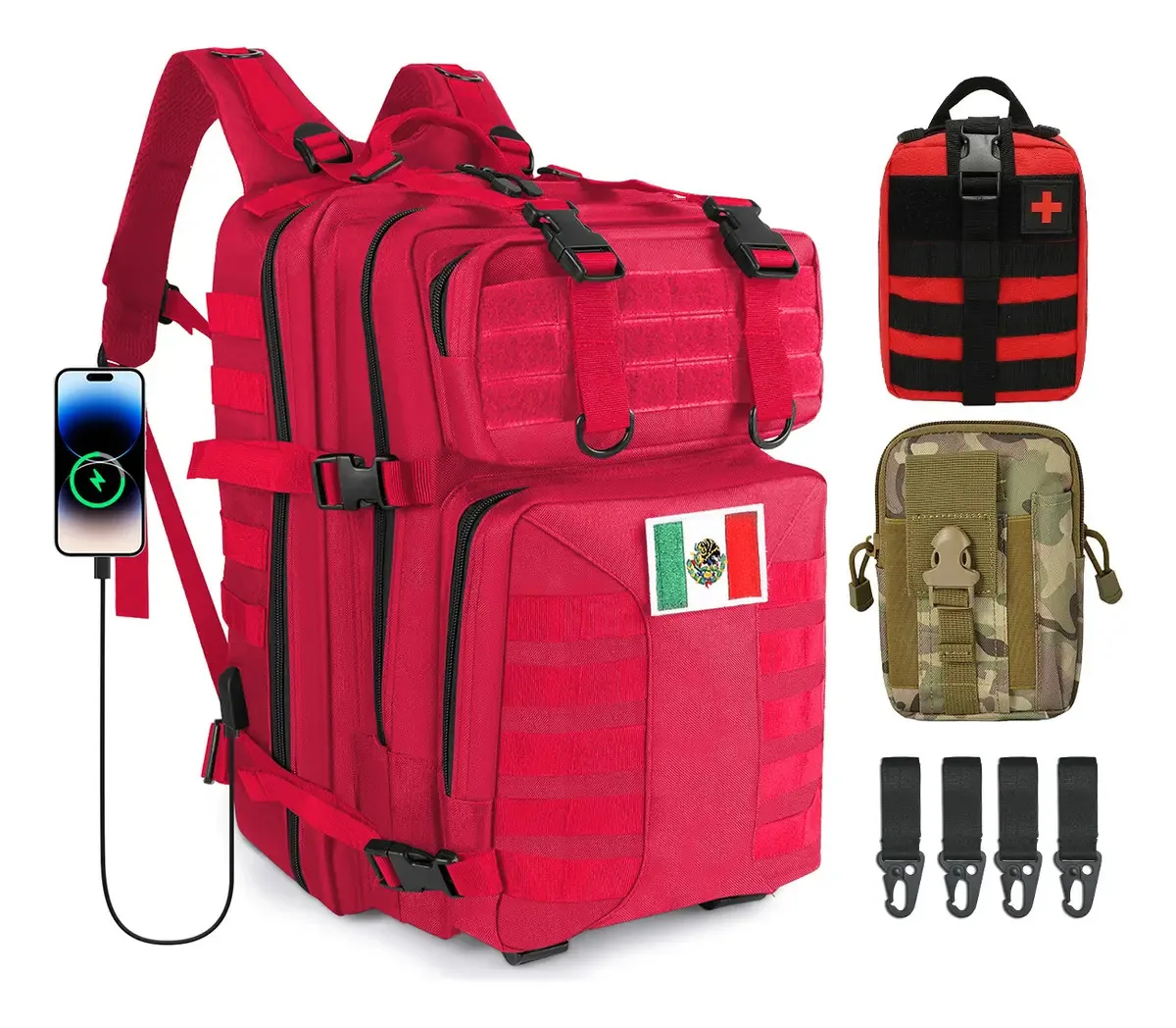 Mochila tática Lumin 50 L vermelha