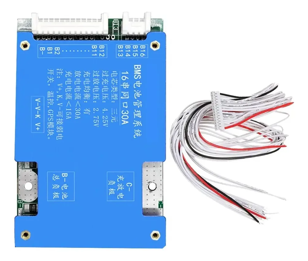 Koterry 16s 60 V 30 A Placa De Proteção De Bateria De Lítio Ternário Bms Com Equilíbrio Para Bicicleta Elétrica