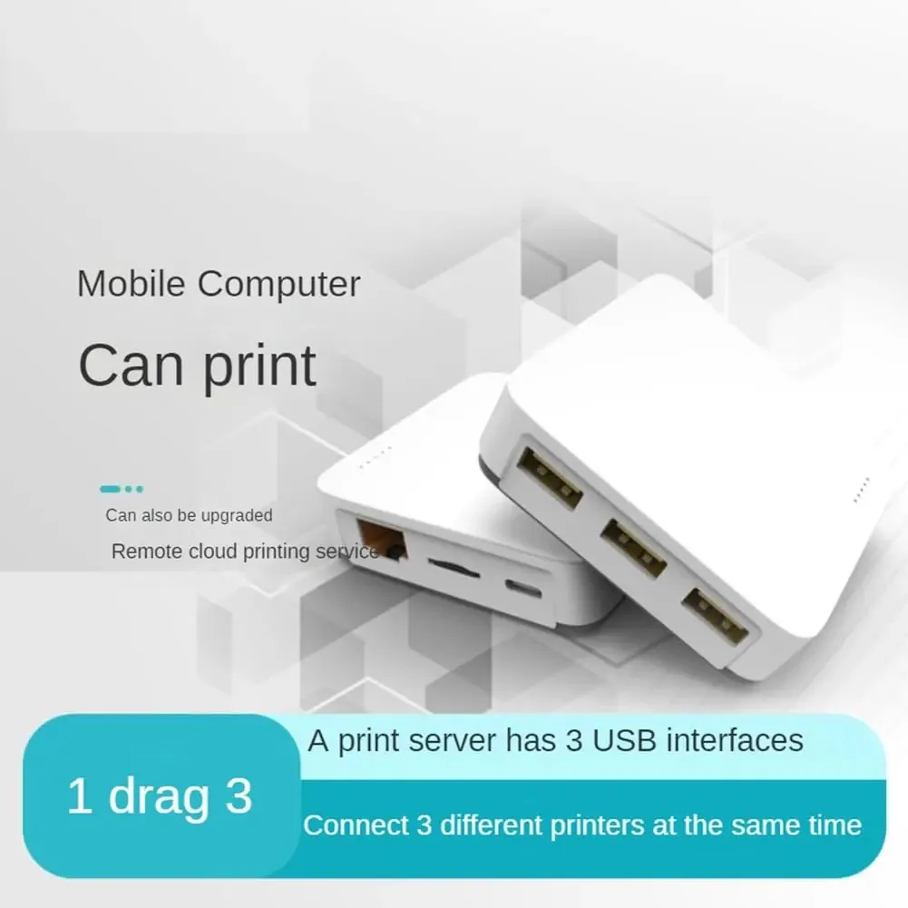 Yahewer Servidor de Impressão em Rede USB de 3 Portas NP332 Servidor de Impressão em Rede de Interface Múltipla (versão de Rede + Bluetooth)