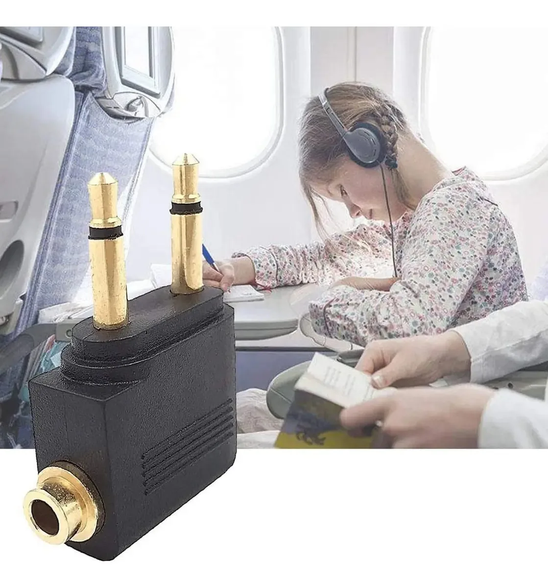 Pacote Retasica de 4 adaptadores de fone de ouvido para aeronaves, adaptadores de voo de avião para fones de ouvido, plugue revestido de 3,5 mm