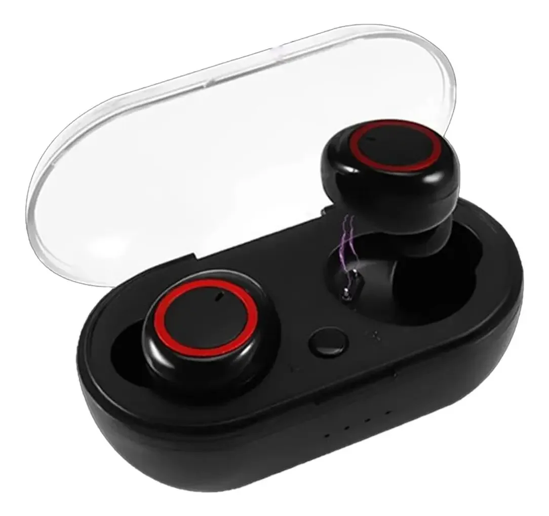 Fone de Ouvido Bluetooth Rumoe Y10 Fone de Ouvido Bluetooth Binaural Y30 Fone de Ouvido Bluetooth Com Compartimento de Carga Preto+Vermelho