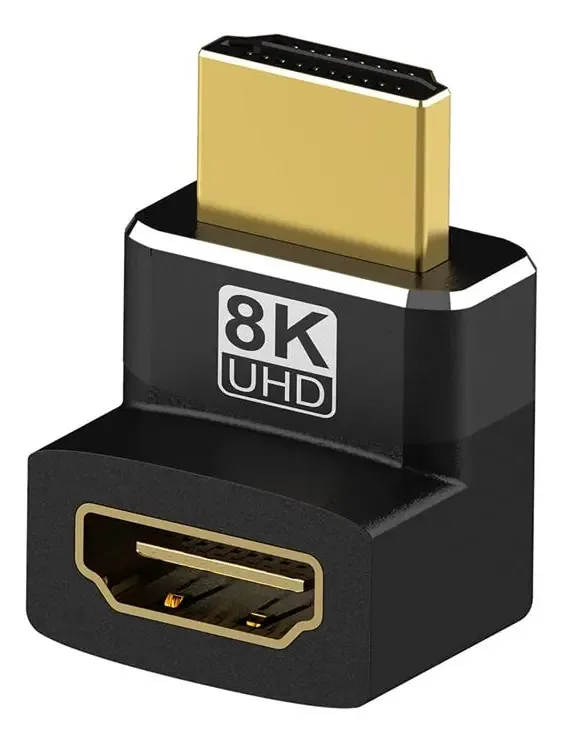 Adaptador de Ângulo Reto de 270 Graus Bixuej Compatível com Conector Cotovelo Macho-Fêmea 8k Compatível com Conector de Extensão