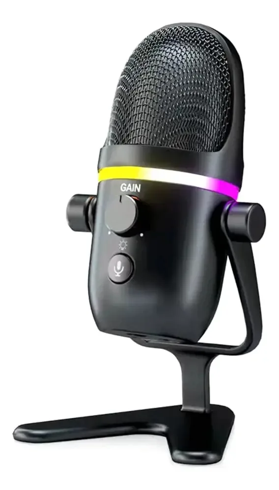 Microfone condensador USB Rumoe Microfone para jogos Rgb Esports Microfone de mesa Microfone de gravação de computador