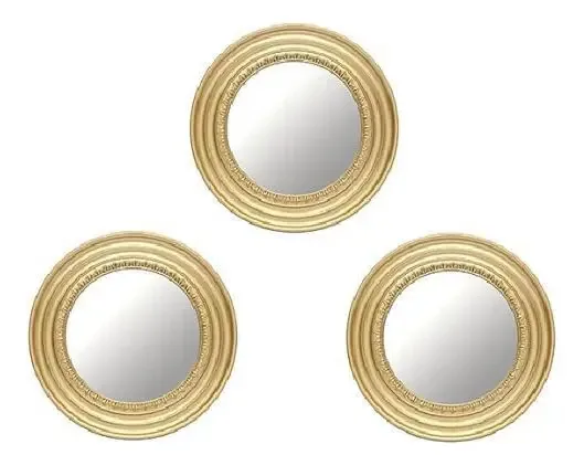 3 espelhos decorativos quadrados para pendurar (ep12501) com moldura dourada