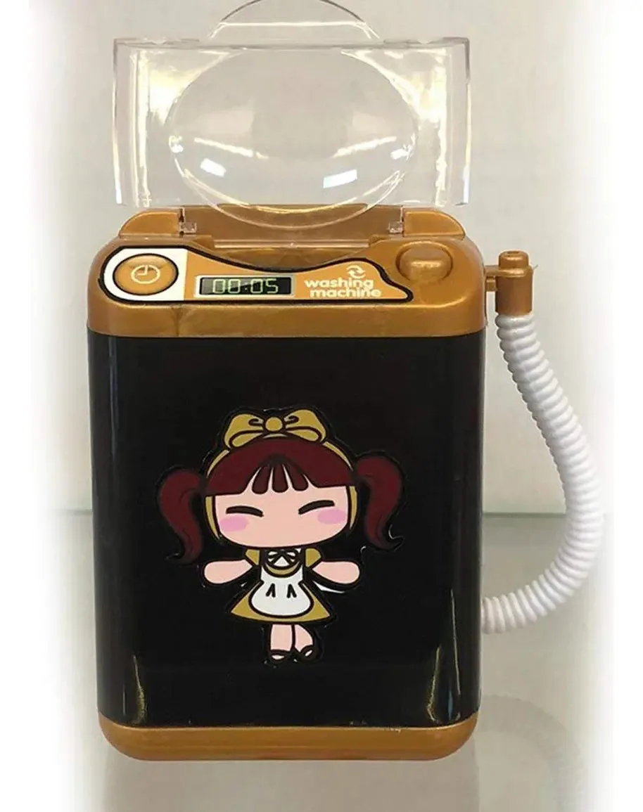 Cosylushop Máquina de Lavar de Brinquedo, Brinquedo para Casa de Bonecas com Mini Máquina de Lavar Elétrica, Brinquedo Muito Útil para Lavar Pincéis de Maquiagem