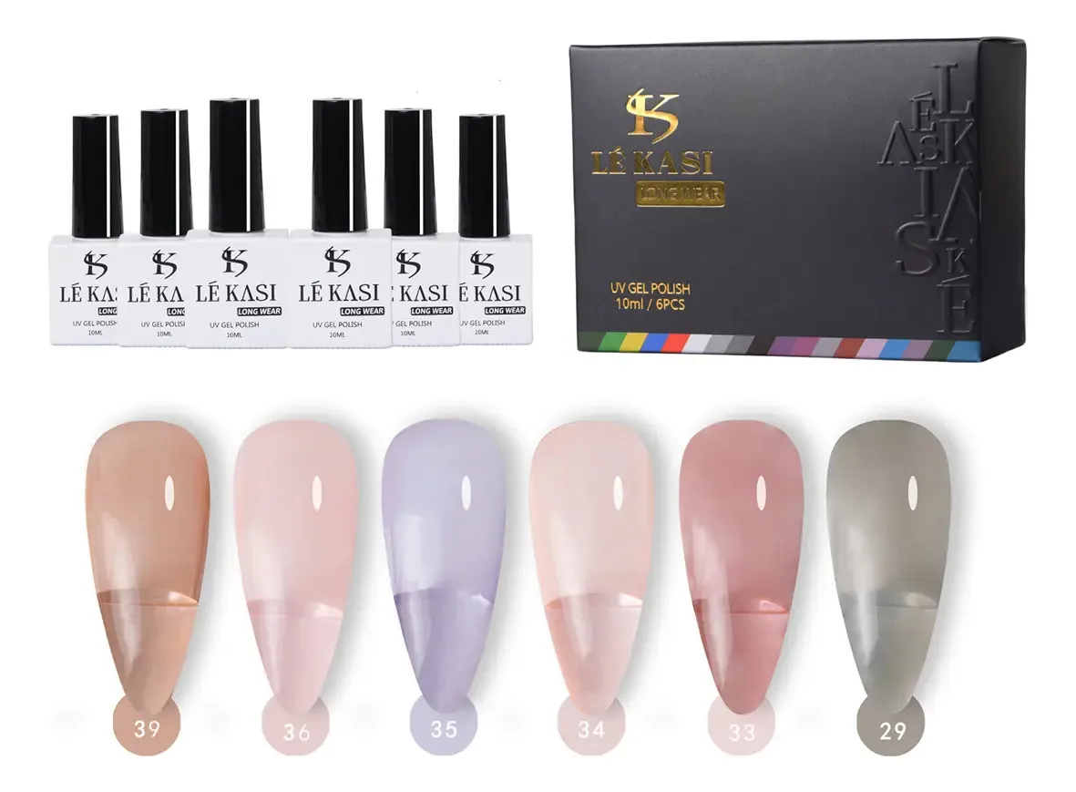 Linha De Gel Semipermanente Lé Kasi 6 Esmaltes Para Unhas Uv A Cor Wgel-28-e