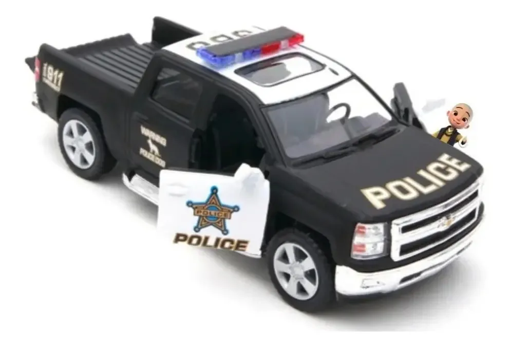 Carrinho De Ferro Miniaturas Caminhonete Polícia Silverado