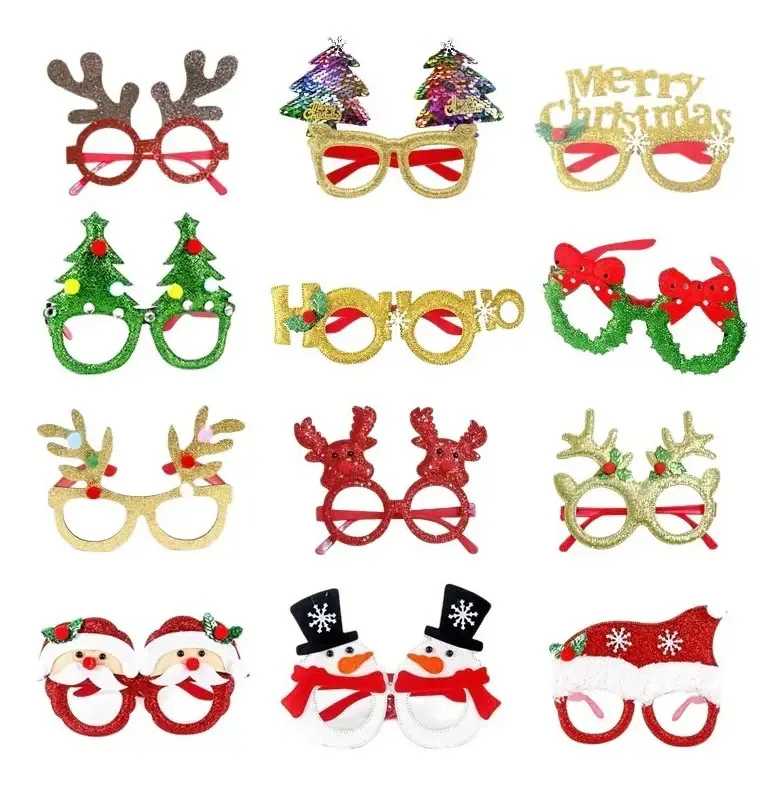 Óculos de Natal, enfeites, 12 peças de copos de festa de Natal