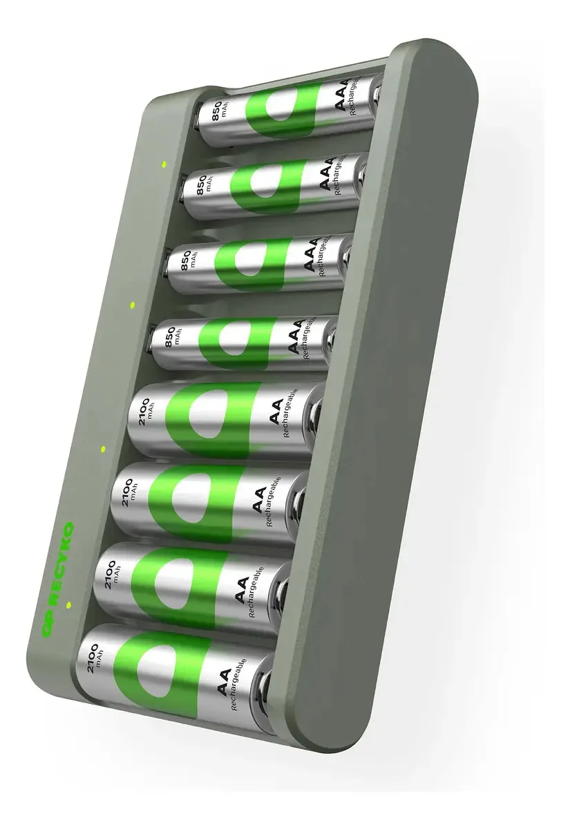 Gp Recyko Gp E821 - Carregador USB (inclui 4 Pilhas Recyko AA de 2100 mAh, 4 Pilhas Recyko AAA de 850 mAh)