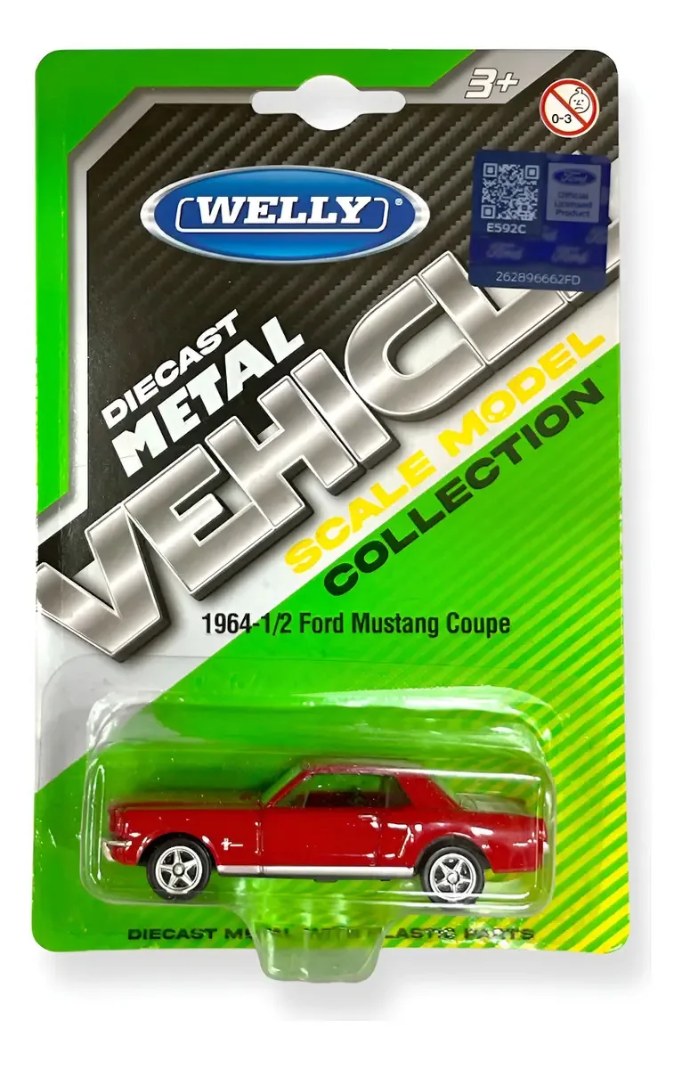 Auto Ford Mustang Coupe 1964 - Welly em escala 1:60 em cores multicoloridas