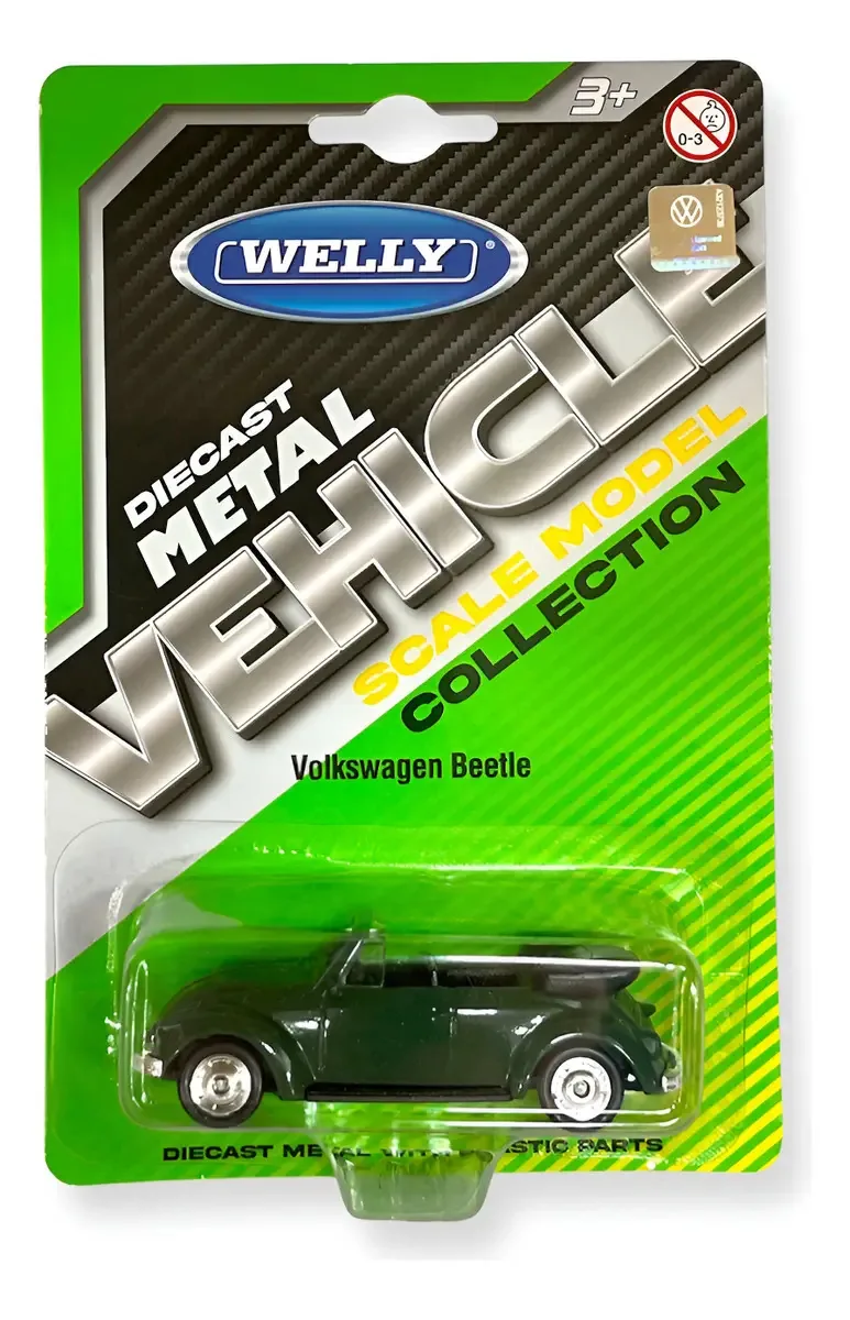 Auto Volkswagen Beetle (conversível) - Welly em escala 1:60 em cores multicolorido