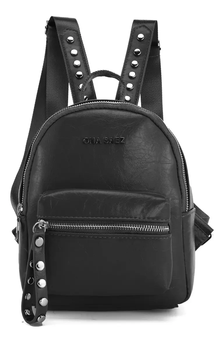 Mochila feminina urbana feminina Ona Saez Pu, cor moderna, preta