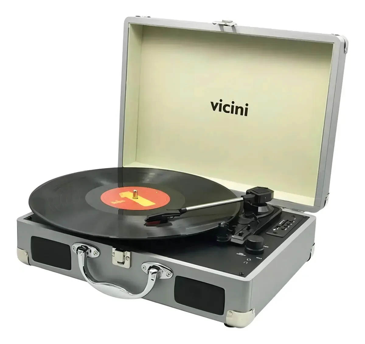 Toca-discos Vicini VC-285 prata com Bluetooth e alto-falantes incluídos