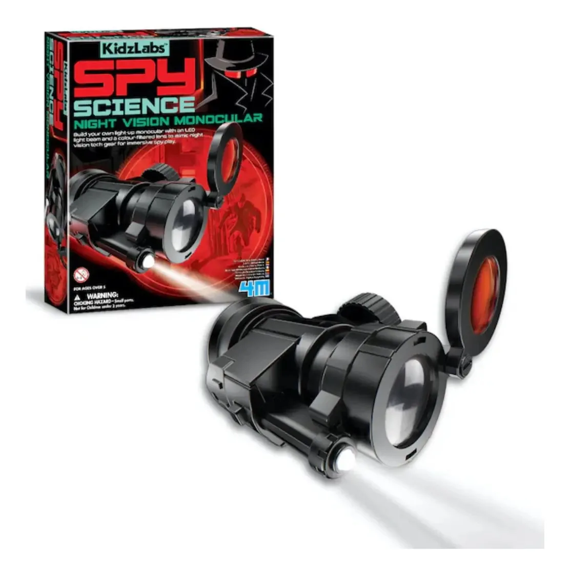 Monocular de visão noturna para crianças, cor preta