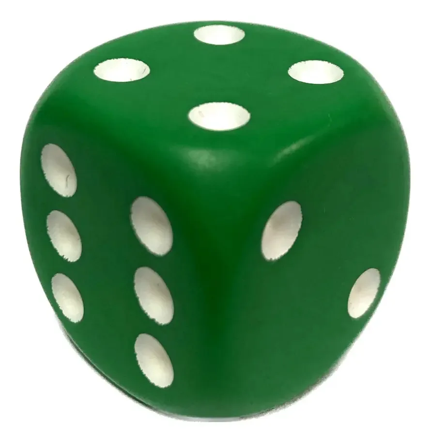 Dados grandes de acrílico de 6 lados, cor verde de 25 mm