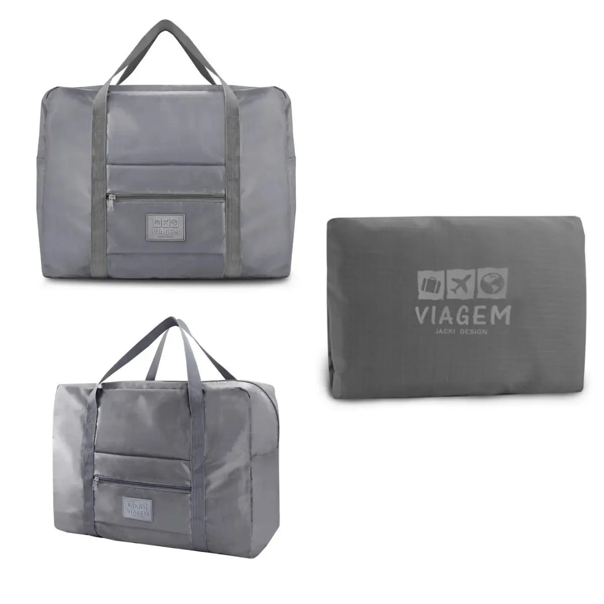 Bolsa De Viagem Dobrável Gg Cinza Jacki Design