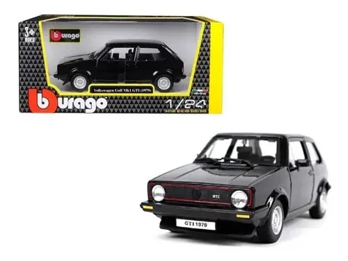Carro em miniatura Volkswagen Golf MK1 GTI 1:24 preto