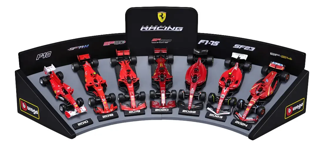 Ferrari F1 7 Miniaturas 1/43 Bburago Com Expositor