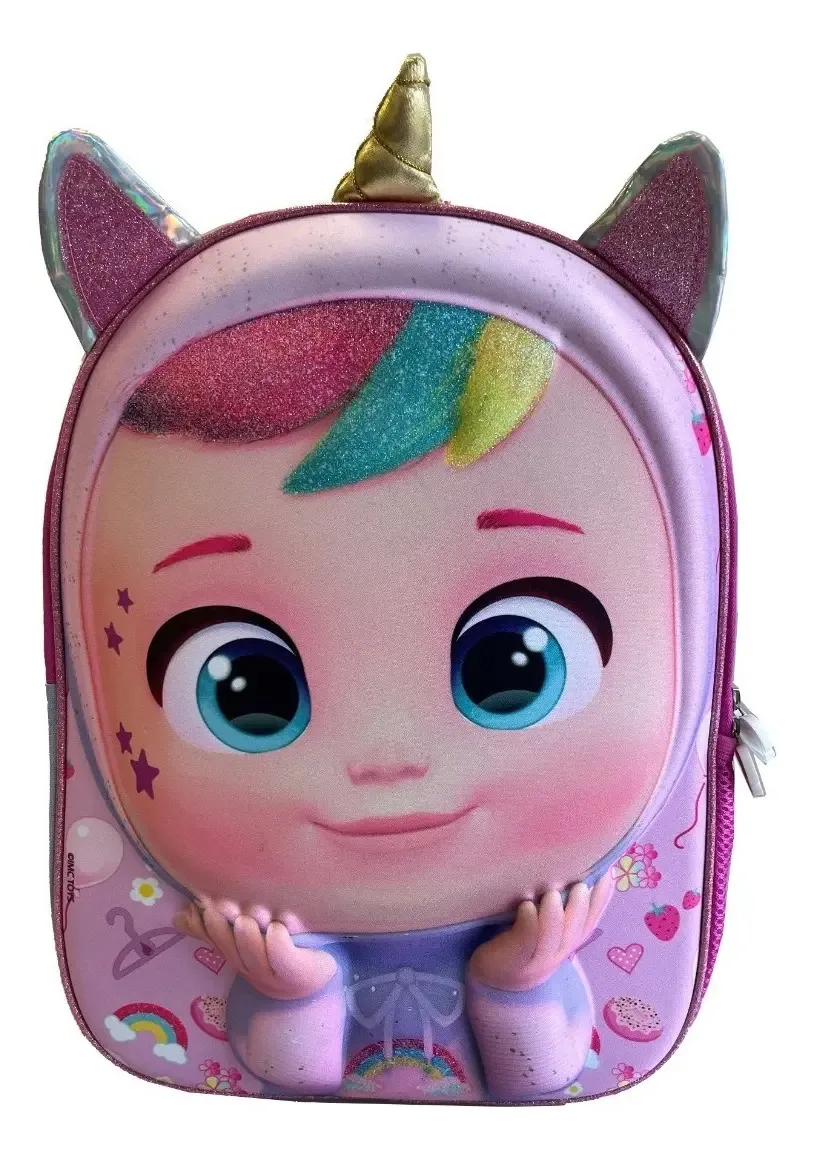 Mochila Dreamy Weeping Baby com orelhas Cry B77306 cor rosa
