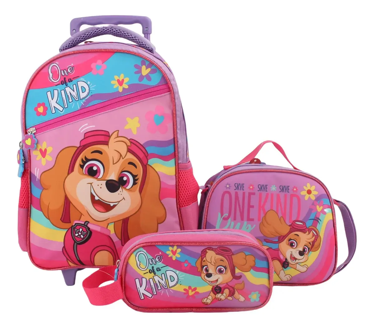 Mochila Paw Patrol Set — Lancheira — Estojo rosa PP81556g