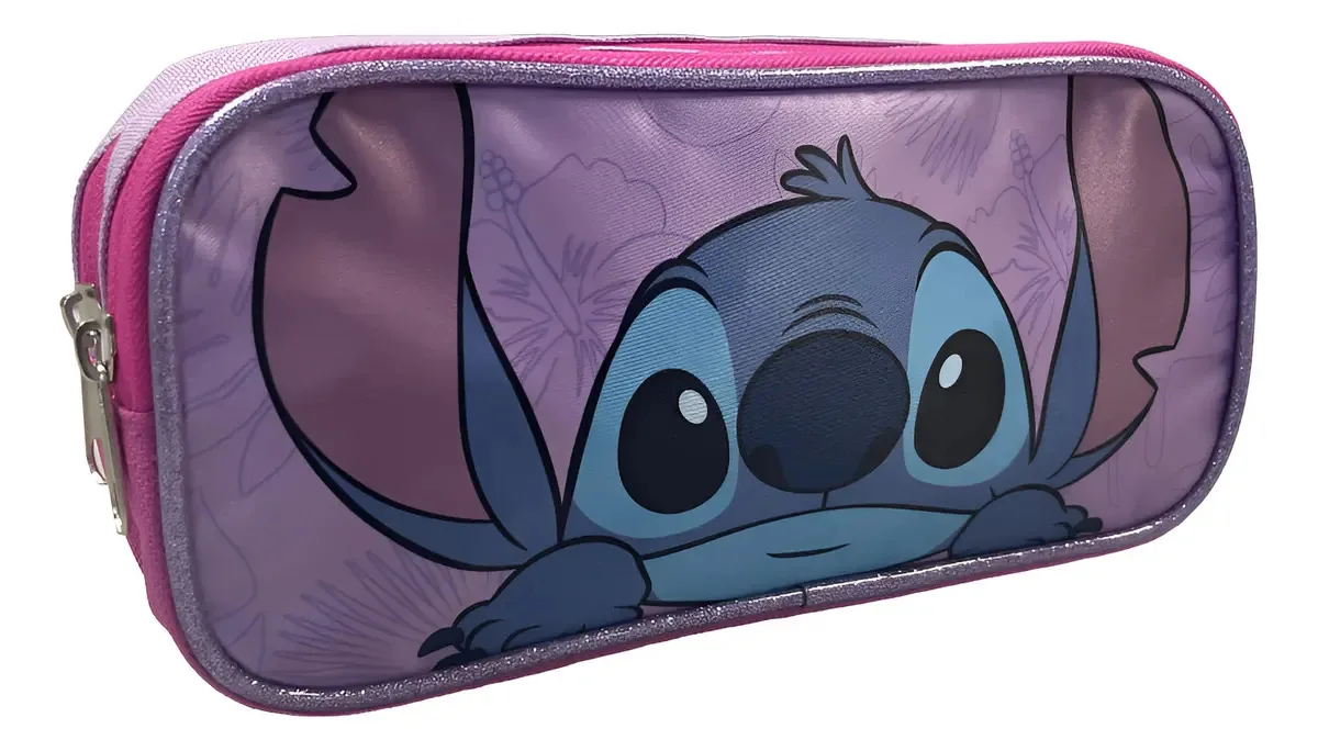 Estojo escolar Stitch Ds83260 Double Close - roxo