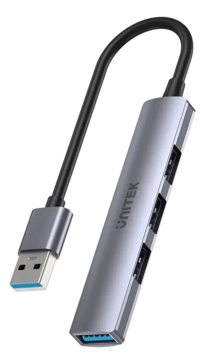 Hub USB 3.0 Unitek 4 em 1 - 3 x USB 2.0, 1 x USB 3.0 cor cinza
