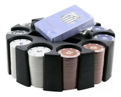Jogo de Poker Santos com 200 Fichas Numeradas e Maleta para Transportar