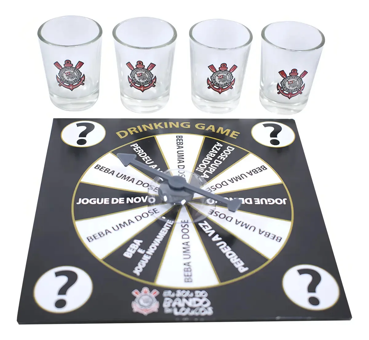 Jogo Roleta 4 Copos Shot 25ml - Corinthians