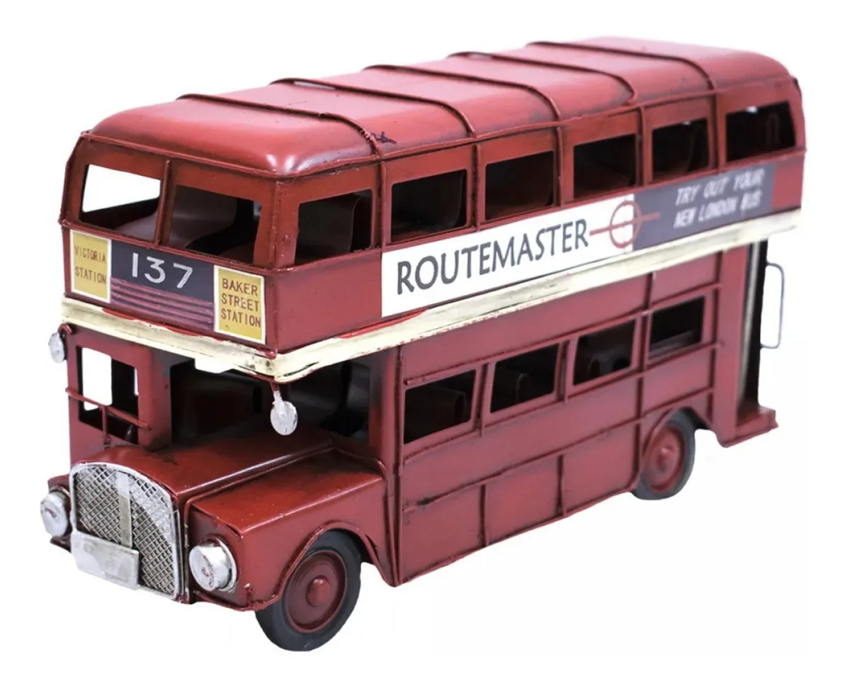 Ônibus Vermelho 2 Andares Inglês 25 Cm Retrô Vintage