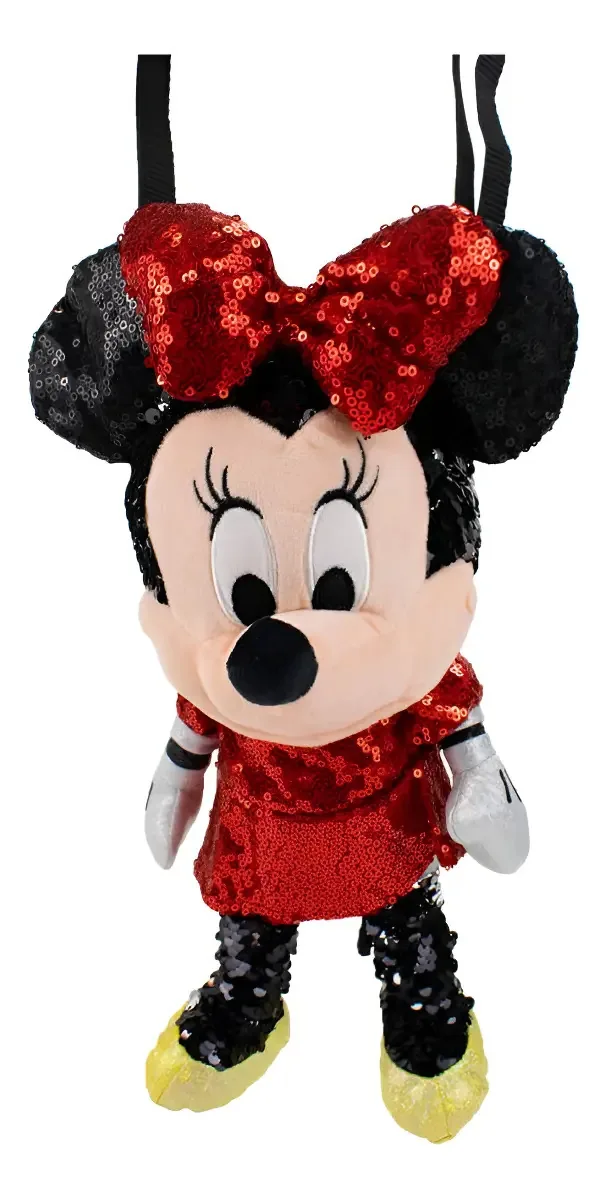 Bolsa Pelúcia Minnie Lantejoulas Disney Colorido 30cm Taimes