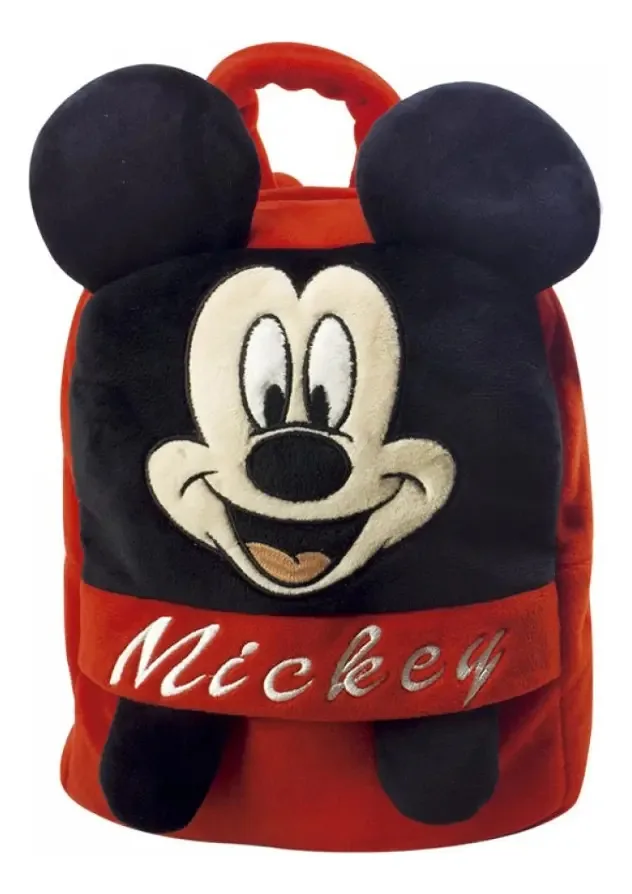 Mochila Escolar Fofy Toys Orelhas do Mickey de Pelúcia Preta