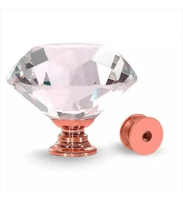 4 Puxador Cristal 50mm Gaveta Armário Pequenas Falhas Cor C2142 - Rose Rosegold