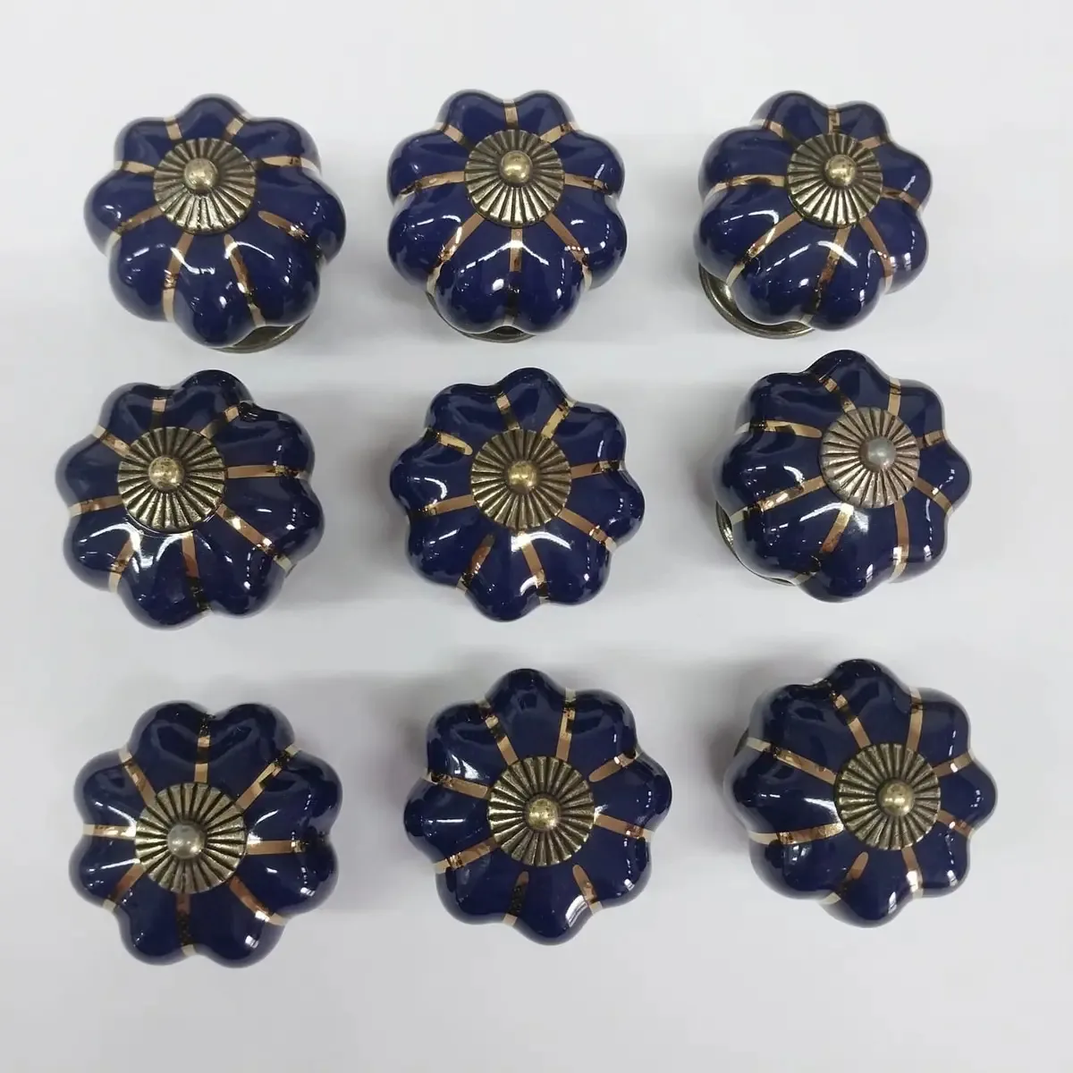 10 Puxador Abobora Porcelana Gaveta Com Pequenas Falhas Cor C1020 - Azul Marinho